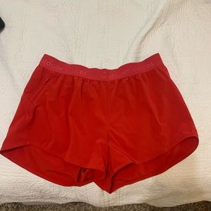 Outdoor voices relay shorts in scarlet red